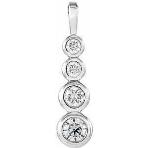 Ladies Natural Diamond Journey Graduated Pendant — 18K White Gold