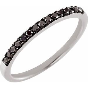 Ladies Black Diamond Stackable Ring (Opaque, Black) — 14K White Gold