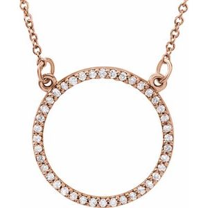Ladies Natural Diamond Circle Necklace (I1, G-H) — 14K Rose Gold