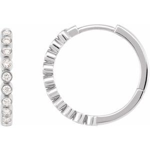 Ladies Natural Diamond Hinged Hoop Earrings (I1, G-H) — Sterling Silver
