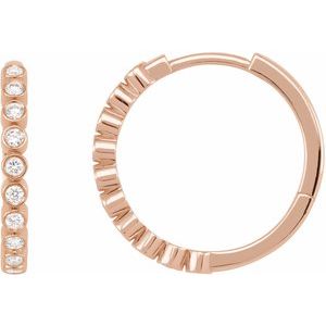 Ladies Natural Diamond Hinged Hoop Earrings (I1, G-H) — 14K Rose Gold