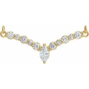 Ladies Natural Diamond Necklace Center — 14K Yellow Gold