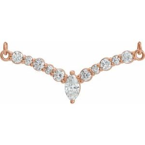 Ladies Natural Diamond Necklace Center — 14K Rose Gold