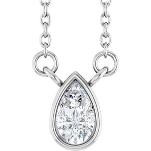 Lab-Grown Diamond Bezel-Set Solitaire Necklace - Style 89238