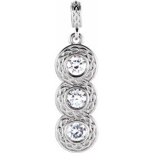 Ladies Natural Diamond Three-Stone Pendant (I1, G-H) — 14K White Gold