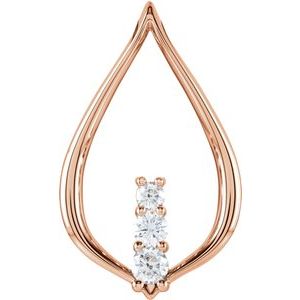 Ladies Diamond Natural Three-Stone Freeform Pendant (I1, G-H) — 14K Rose Gold