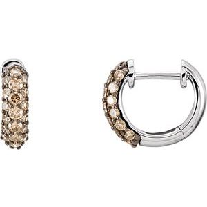 Ladies Natural Brown Diamond 11 mm Hoop Earrings (Si-Pk, G-H) — 14K White Gold