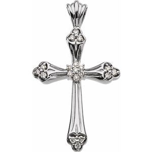Ladies Natural Diamond Cross Pendant (Si1, G-H) — 14K White Gold