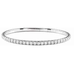 Lab-Grown Diamond Half Accented Flexible Bangle Bracelet