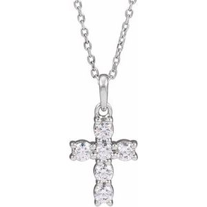 Lab-Grown Diamond Accented Cross Necklace - Style R50077