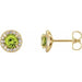 Ladies 5 mm Natural Peridot Natural Diamond Earrings — 14K Yellow Gold