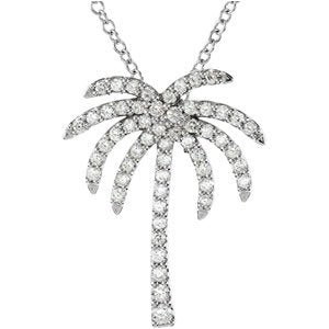 Ladies Natural Diamond Palm Tree Necklace (SI1, G-H) — Platinum