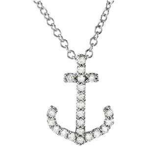 Ladies Natural Diamond Anchor Necklace (SI1, G-H) — Platinum
