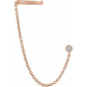 Ladies Natural Diamond Stud with Ear Cuff — 14K Rose Gold