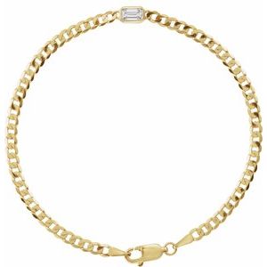 Lab-Grown Diamond Bezel-Set Solitaire Curb Link Bracelet