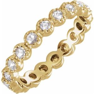 Ladies Natural Diamond Rose-Cut Eternity Band Size 4.5 (Vs1-Si1, Ghi) — 14K Yellow Gold
