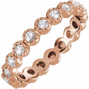 Ladies Natural Diamond Rose-Cut Eternity Band Size 4 (Vs1-Si1, Ghi) — 14K Rose Gold