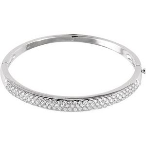 Ladies Natural Diamond Pavé Bangle Bracelet (I1, H+) — 14K White Gold