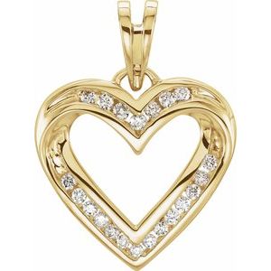 Ladies Natural Diamond Heart Pendant (I1, H+) — 14K Yellow Gold