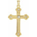 Ladies 14K Yellow/ Natural Diamond Cross Pendant — 14K Yellow/White Gold