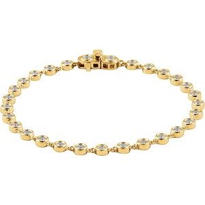 Ladies Natural Diamond Bezel Line Bracelet (I1, H+) — 14K Yellow Gold