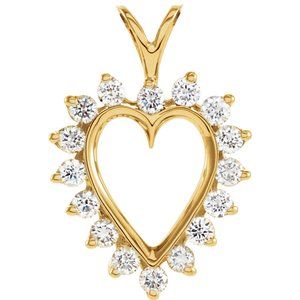 Ladies Natural Diamond Heart Pendant (I1, G-H) — 14K Yellow Gold