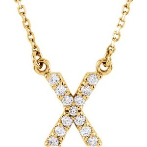 Ladies Natural Diamond Initial X Necklace (I1, G-H) — 14K Yellow Gold