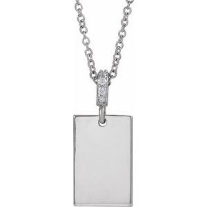Ladies Natural Diamond Engravable Necklace (SI2-SI3, G-H) — Platinum