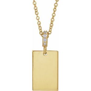Ladies Natural Diamond Engravable Necklace (I1, G-H) — 14K Yellow Gold