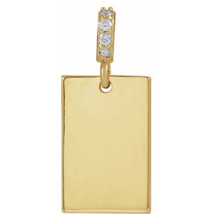 Ladies Natural Diamond Engravable Pendant — 14K Yellow Gold