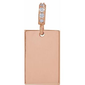Ladies Natural Diamond Engravable Pendant — 14K Rose Gold