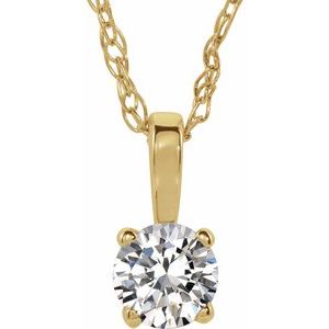 Ladies 3 mm Natural Diamond Youth Solitaire Necklace (I2, I-J) — 14K Yellow Gold