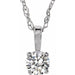 Ladies 3 mm Natural Diamond Youth Solitaire Necklace (I2, I-J) — 14K White Gold
