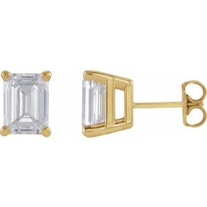 Lab-Grown Diamond Emerald 4-Prong Stud Earrings