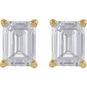 Lab-Grown Diamond Emerald 4-Prong Stud Earrings