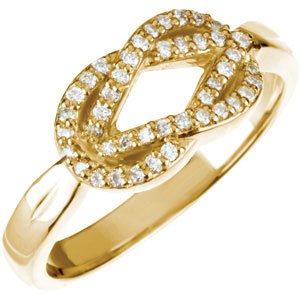 Ladies Natural Diamond Knot Ring (I1, G-H) — 14K Yellow Gold