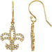 Ladies Natural Diamond Fleur-de-lis Earrings — 14K Yellow Gold