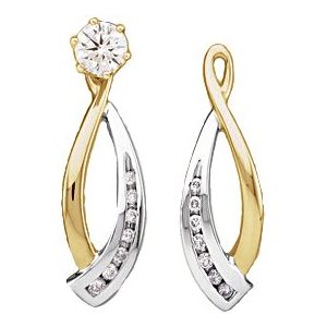 Ladies 14K White/ Natural Diamond Earring Jackets — 14K White/Yellow Gold