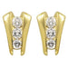 Ladies Natural Diamond Three-Stone Earrings — 14K Yellow Gold