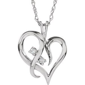 Ladies Natural Diamond Heart Necklace (I1, G-H) — 14K White Gold