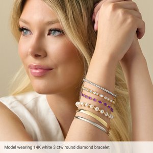 Lab-Grown Diamond Half Accented Flexible Bangle Bracelet
