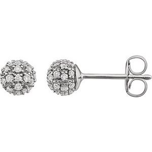 Ladies Natural Diamond Cluster Earrings — 14K White Gold