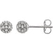 Ladies Natural Diamond Cluster Earrings — 14K White Gold