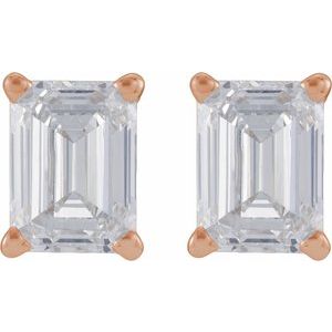 Lab-Grown Diamond Emerald 4-Prong Stud Earrings