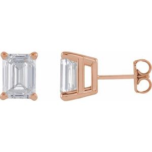 Lab-Grown Diamond Emerald 4-Prong Stud Earrings