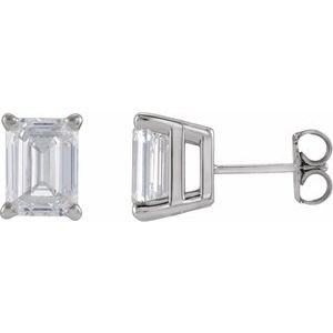 Lab-Grown Diamond Emerald 4-Prong Stud Earrings
