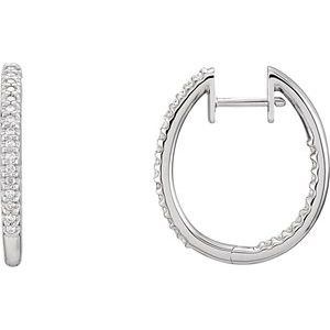 Ladies Natural Diamond Inside-Outside 22.5 mm Hoop Earrings (I1, Ghi) — 14K White Gold