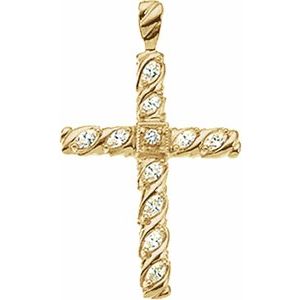 Ladies 35.5x25.5 mm Natural Diamond Cross Pendant (Si1, G-H, G-I) — 14K Yellow Gold