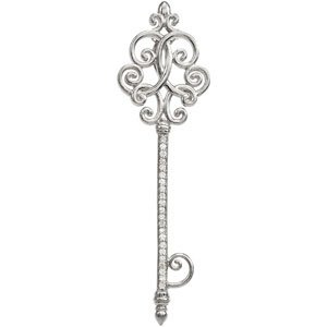 Ladies Natural Diamond Key Pendant (I2, G-H) — Sterling Silver
