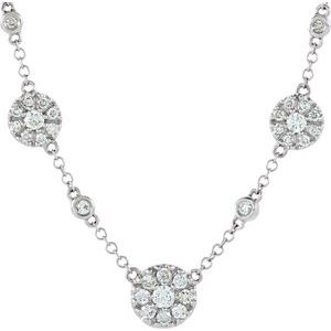 Ladies Natural Diamond Station Necklace (I1, H-I) — 14K White Gold